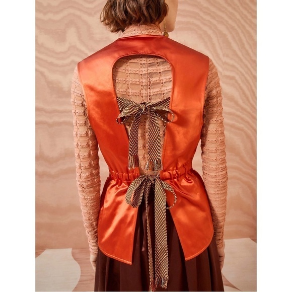 NWOT Ulla Johnson Button-Front Collarless Monroe Open-Back Vest - Picture 6 of 8